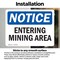 Signmission Entering Mining Area, 5 in W x Rectangle, Vinyl Decal OS-2PACK-NS-D-35-L-12087 - alternate 5